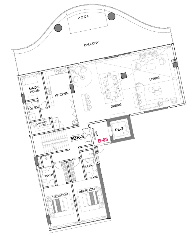 5 bedroom Apartments floor plan at Cavalli Couture