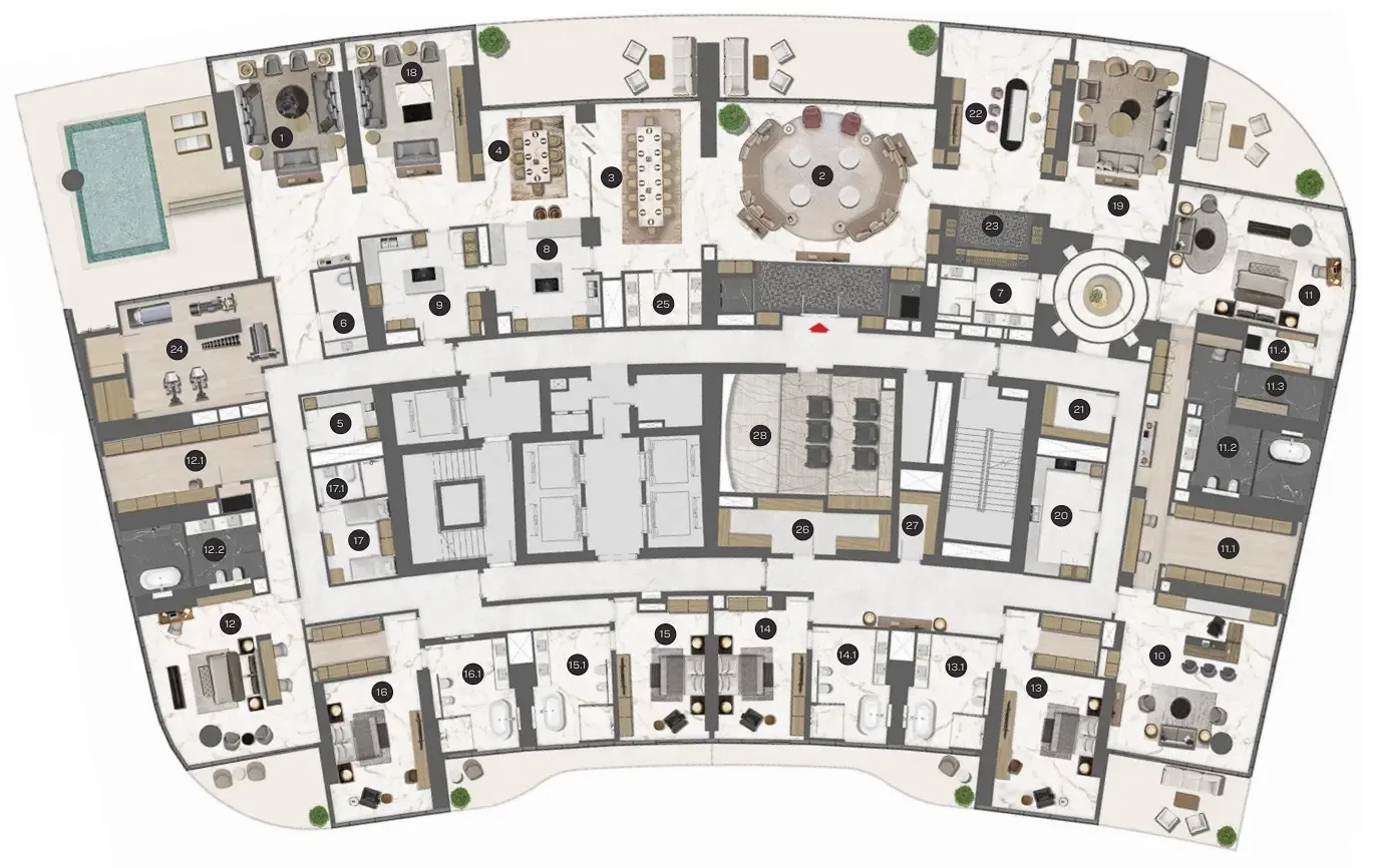 6 bedroom Apartments floor plan at Sobha Seahaven