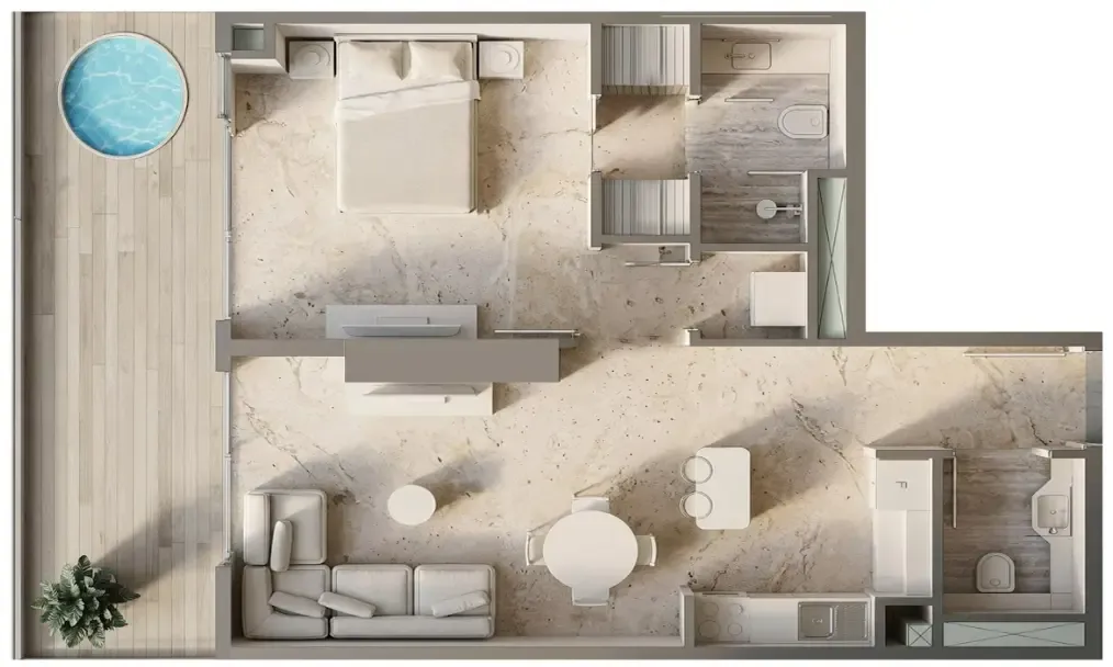1 bedroom Apartments floor plan at Sky Line by Peace Homes