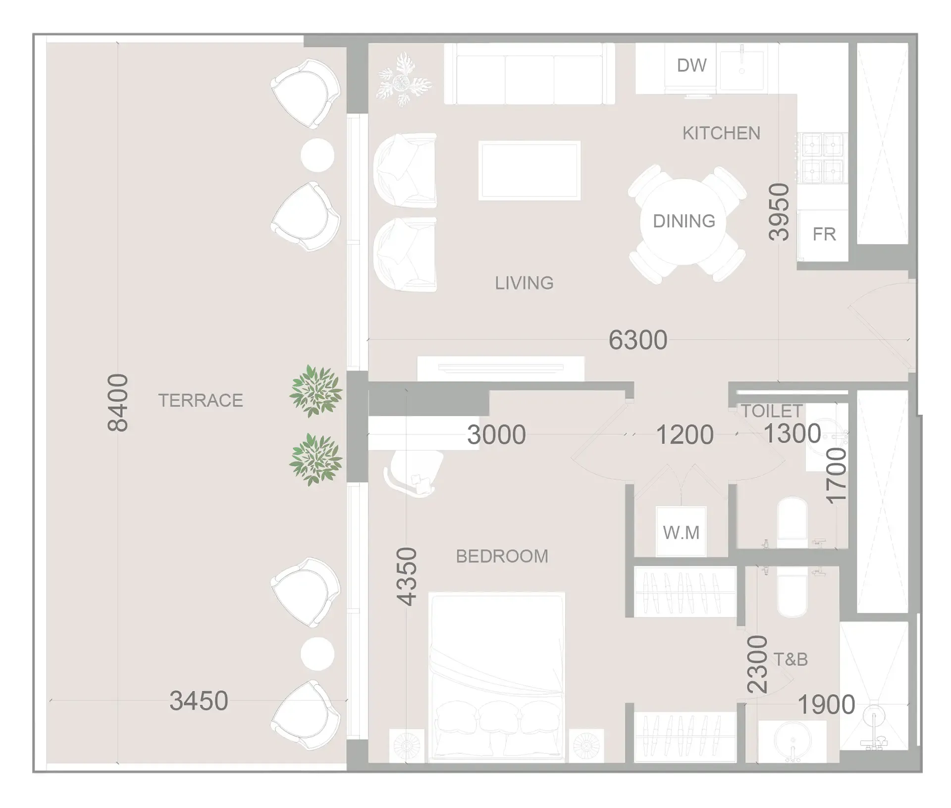 1 bedroom Apartments floor plan at ELAR1S Sky