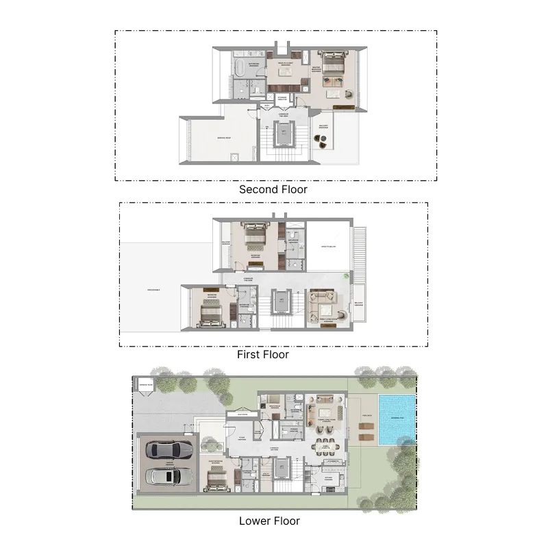 4.5 bedroom Villa floor plan at The Orchard at Sobha City