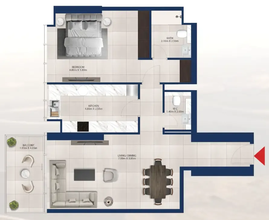 1 bedroom Apartments floor plan at Al Vista