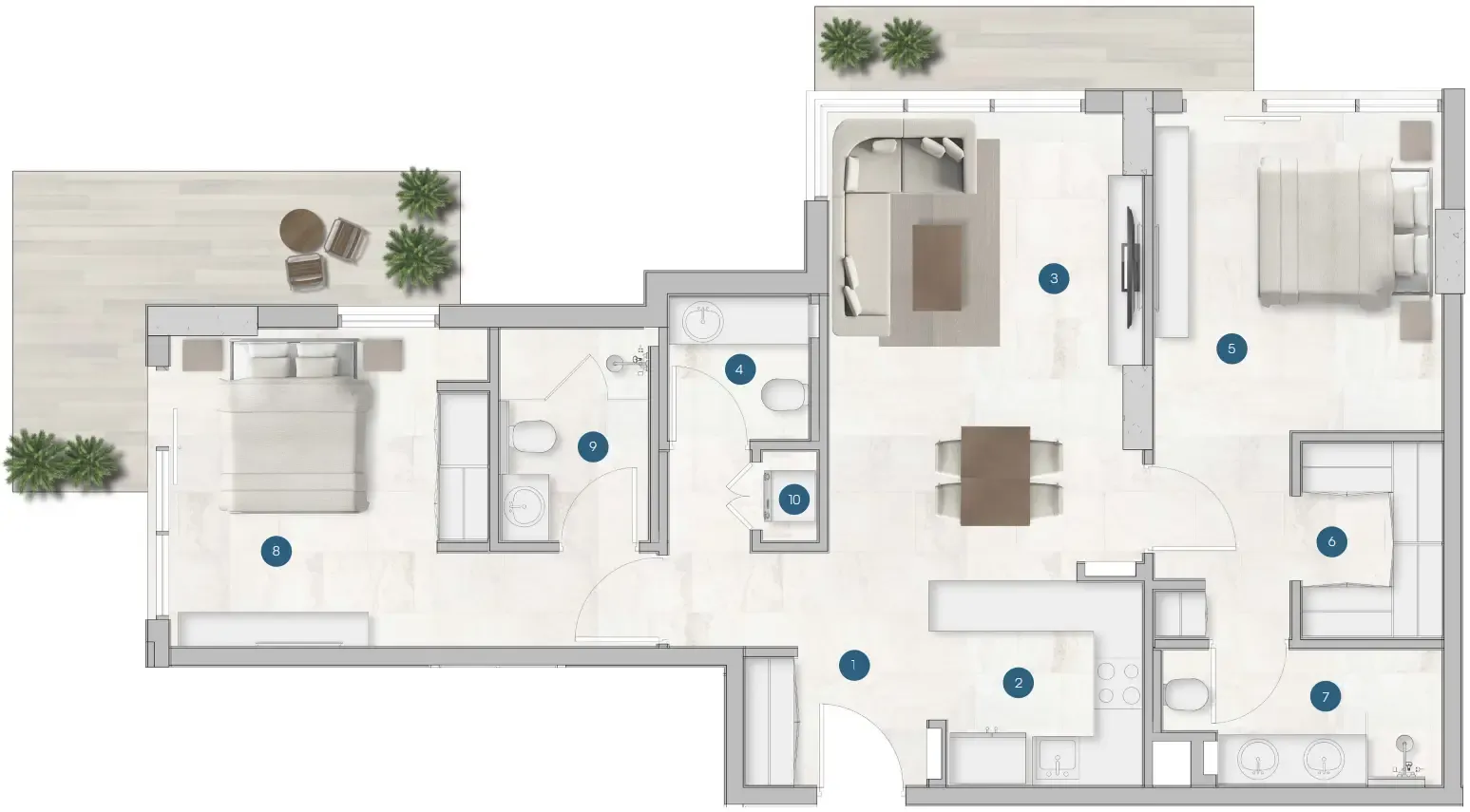 2 bedroom Apartments floor plan at Sola Residences