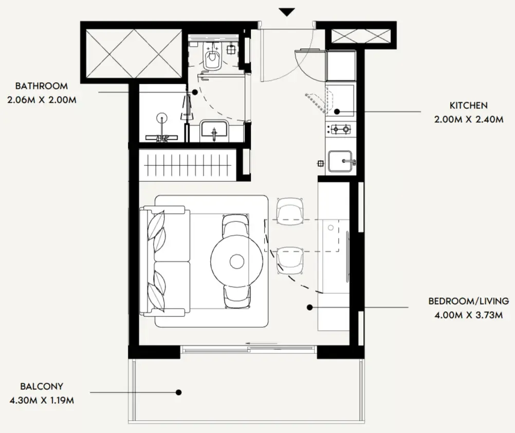 0 bedroom Apartments floor plan at Azizi David