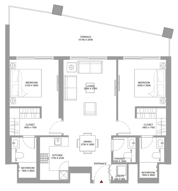 2 bedroom Apartments floor plan at Pierside Marina Residences