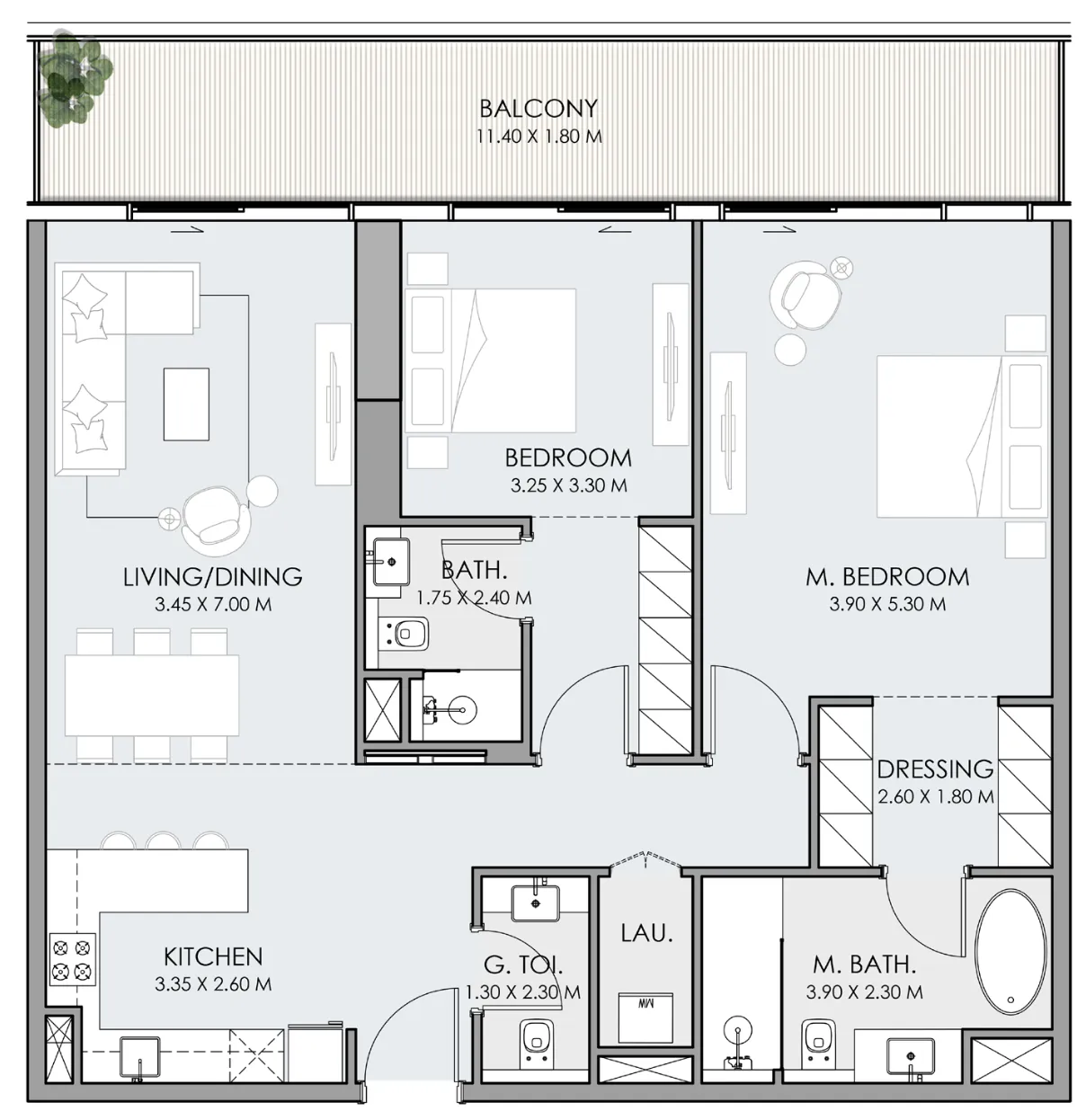 2 bedroom Apartments floor plan at Do Hotels and Residences