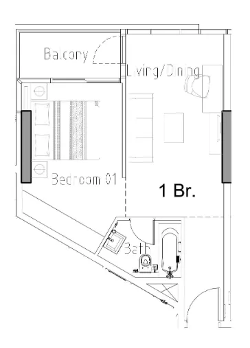 1 bedroom Apartments floor plan at Damac Hills 2 - Hotel Edge by Rotana