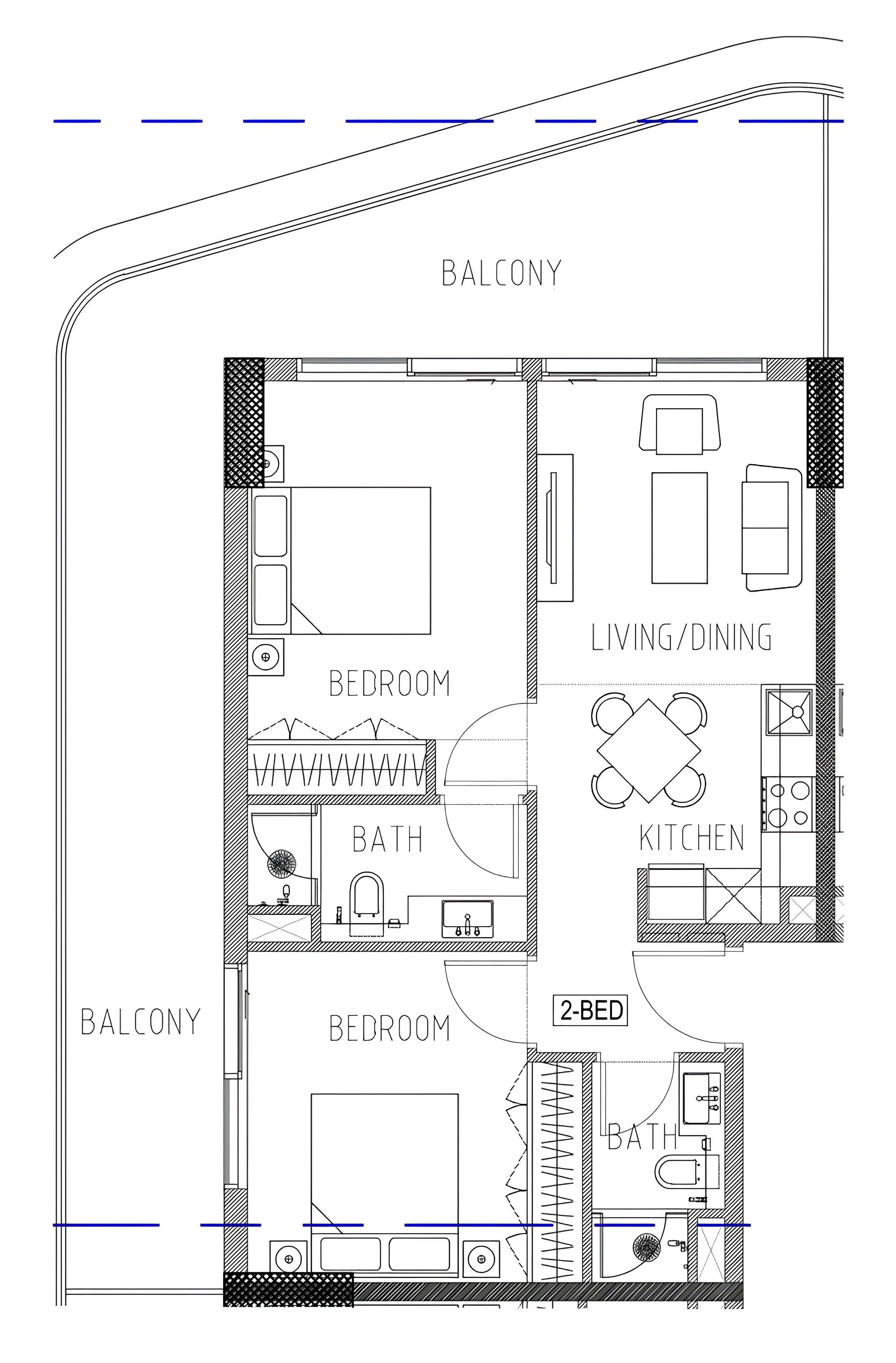 2 bedroom Apartments floor plan at Elo 2 and 3 Damac