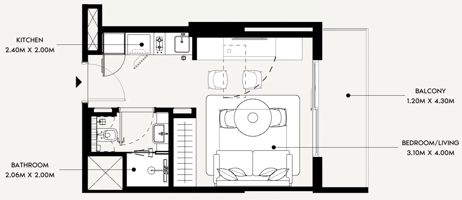 0 bedroom Apartments floor plan at Azizi David