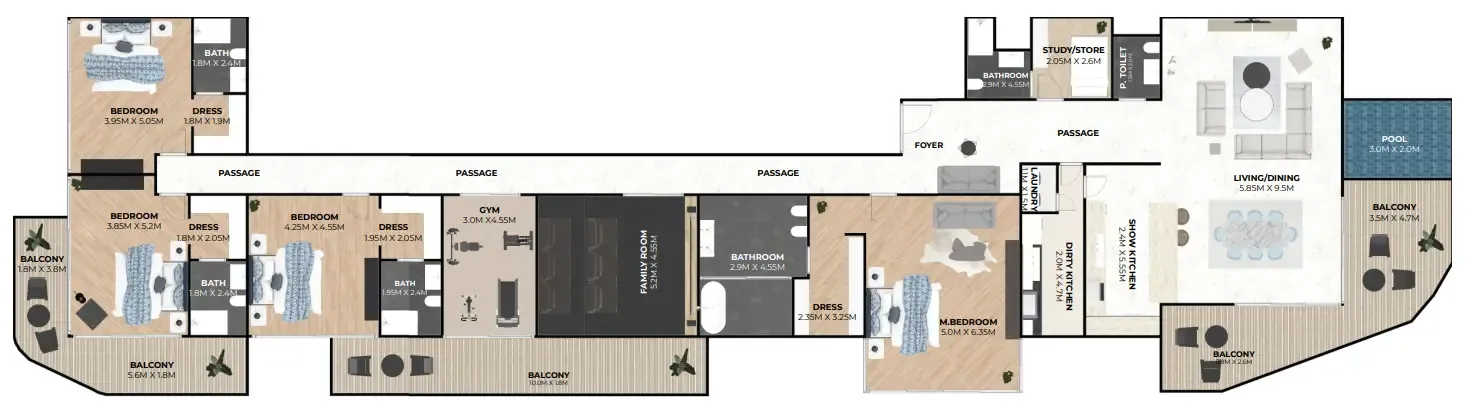 4 bedroom Penthouse floor plan at Hatimi Residences