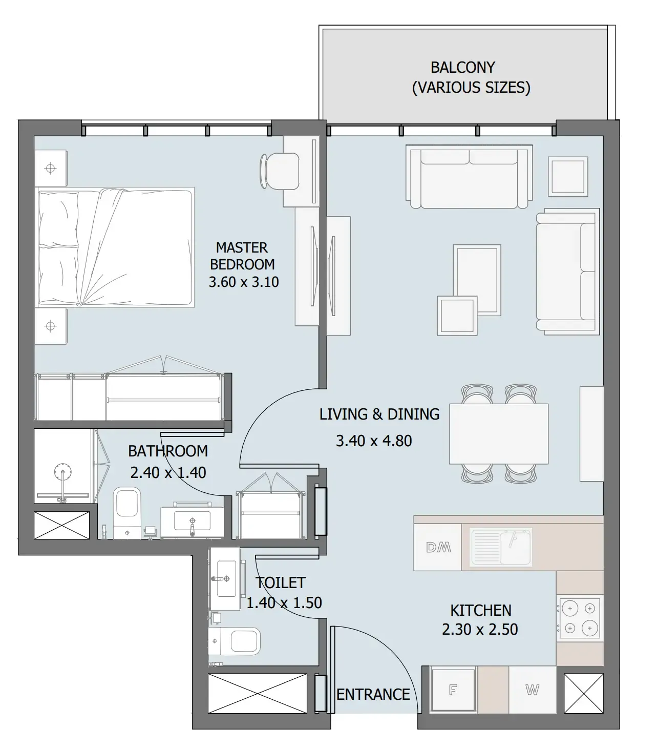 1 bedroom Apartments floor plan at Verdana III