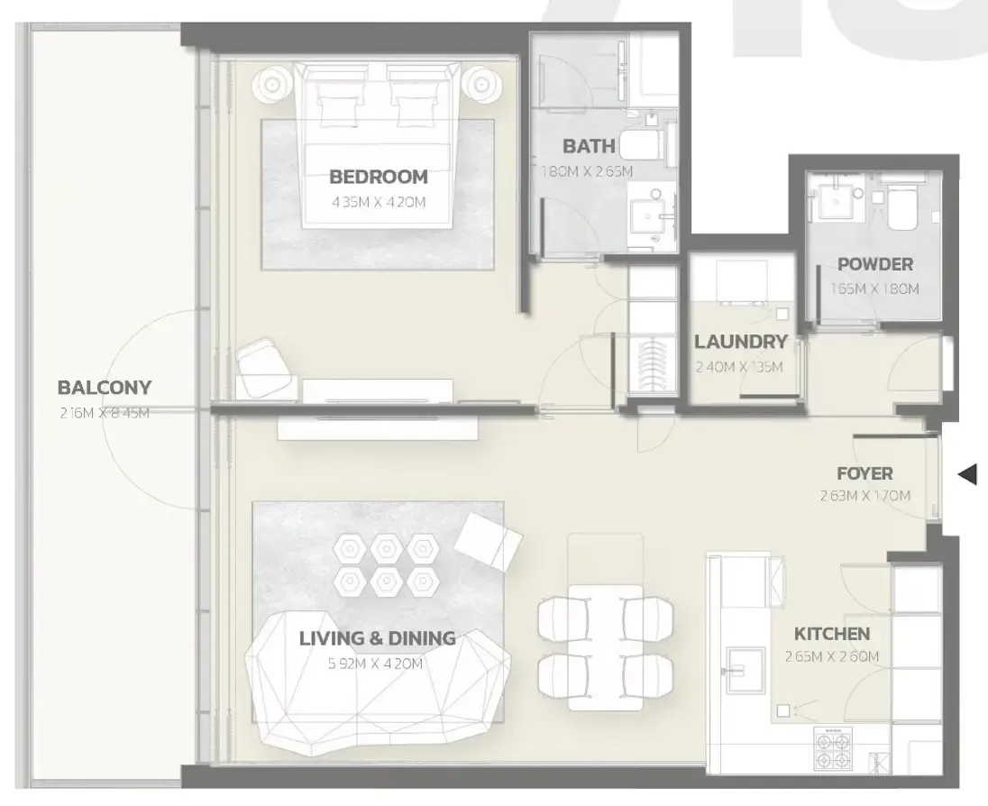 1 bedroom Apartments floor plan at Tonino Lamborghini Residences