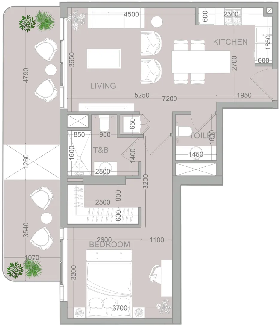 1 bedroom Apartments floor plan at TETR1S Tower