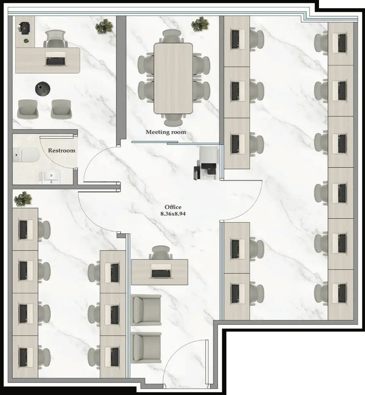  bedroom Office floor plan at Aspirz