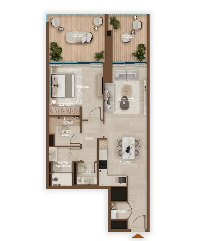 1.5 bedroom Apartments floor plan at Sky Hills Astra