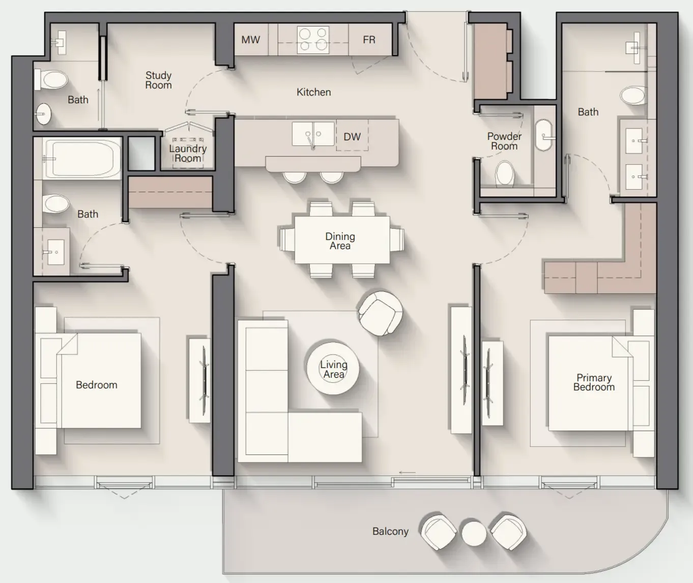 2 bedroom Apartments floor plan at Costa Mare
