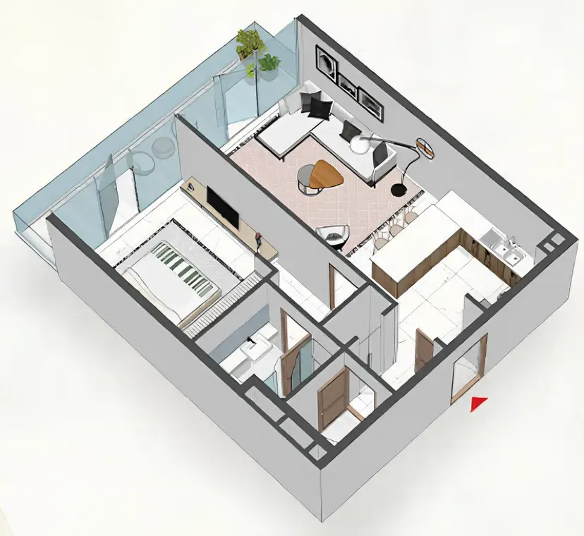 1 bedroom Apartments floor plan at Comfort by Roof