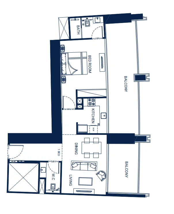 1 bedroom Apartments floor plan at Binghatti Skyrise