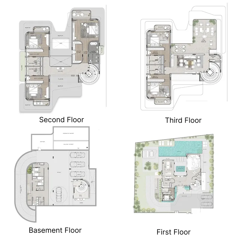 6 bedroom Mansion floor plan at Wadi Villas