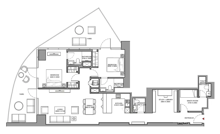 2 bedroom Apartments floor plan at Skyscape