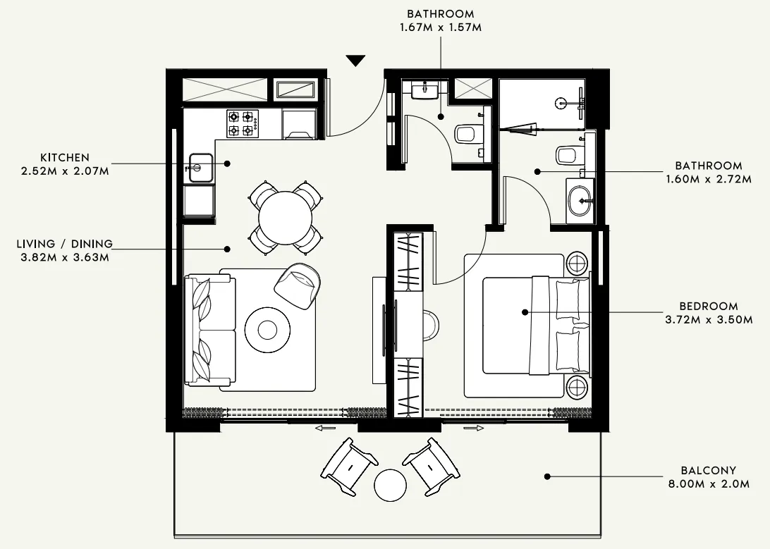 1 bedroom Apartments floor plan at Azizi Venice
