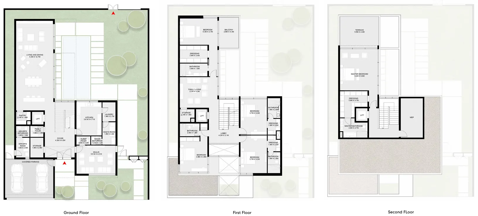 5 bedroom Villa floor plan at Masaar 3 Sedra