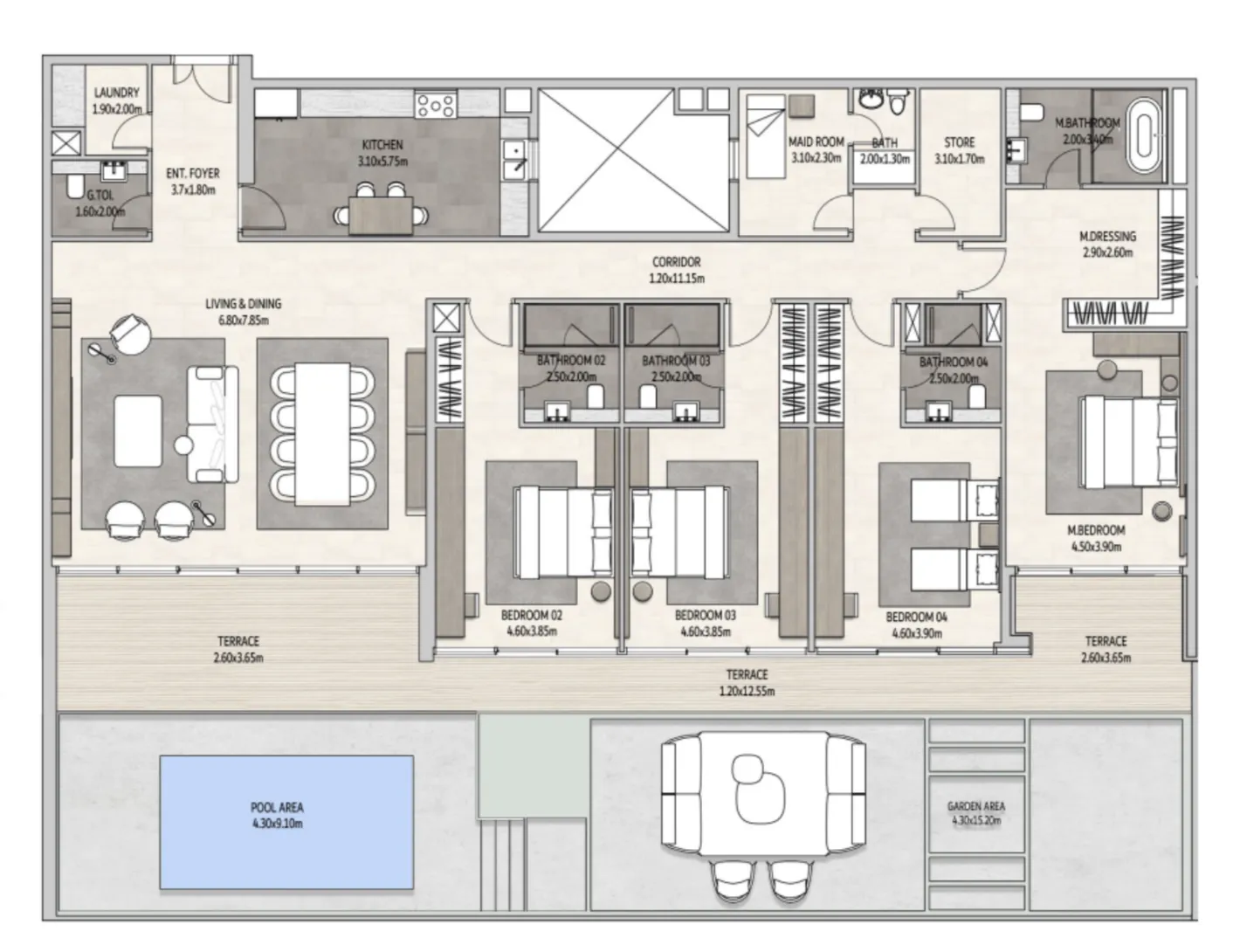 4 bedroom Villa floor plan at Vista Del Mar