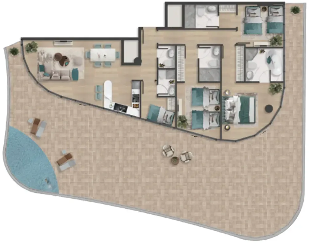 3 bedroom Apartments floor plan at Pelagia