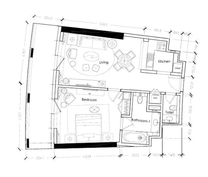 1 bedroom Apartments floor plan at Damac Towers by Paramount