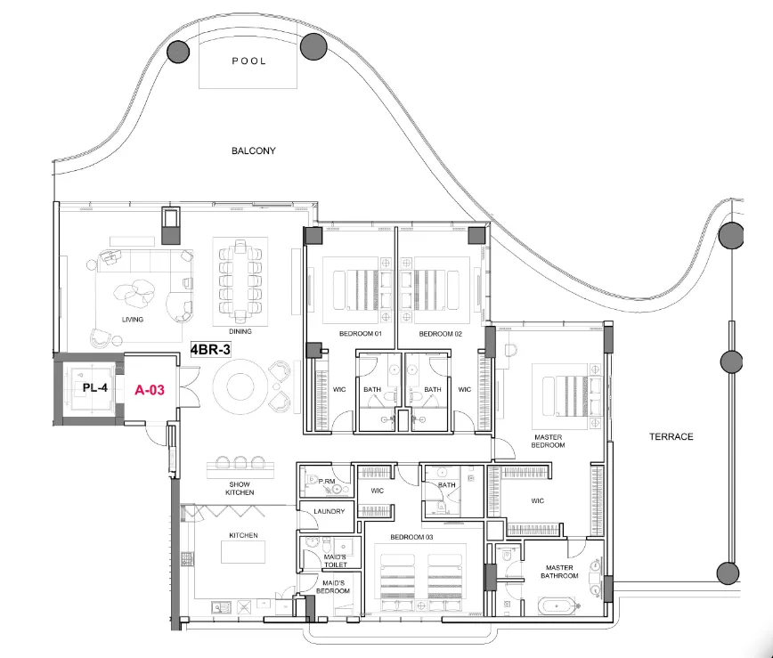 4 bedroom Apartments floor plan at Cavalli Couture