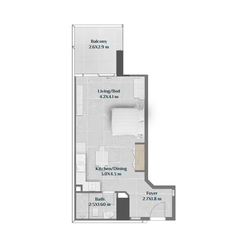 0 bedroom Apartments floor plan at Sky Hills Residence