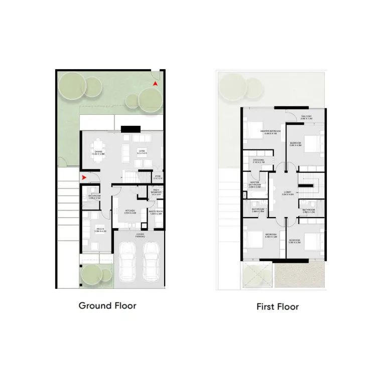 4.5 bedroom Townhouse floor plan at Masaar 3 Phases 1 and 2