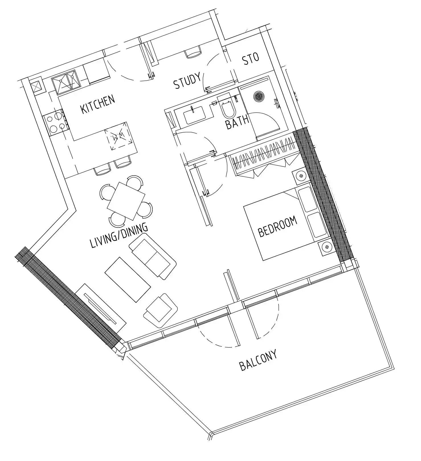 1 bedroom Apartments floor plan at Damac District