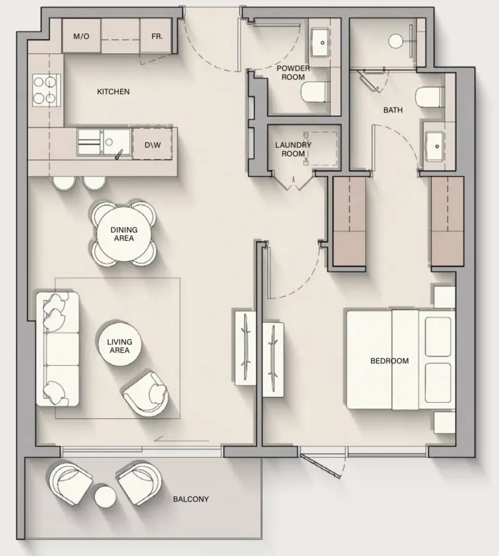 1 bedroom Apartments floor plan at The Hillgate