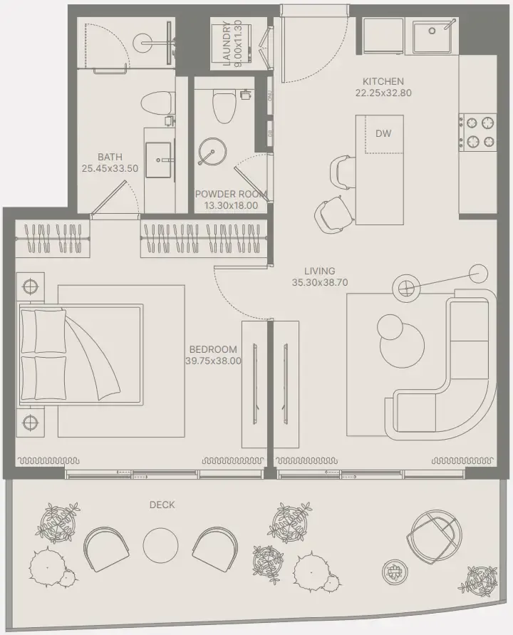 1 bedroom Apartments floor plan at Bond Enclave