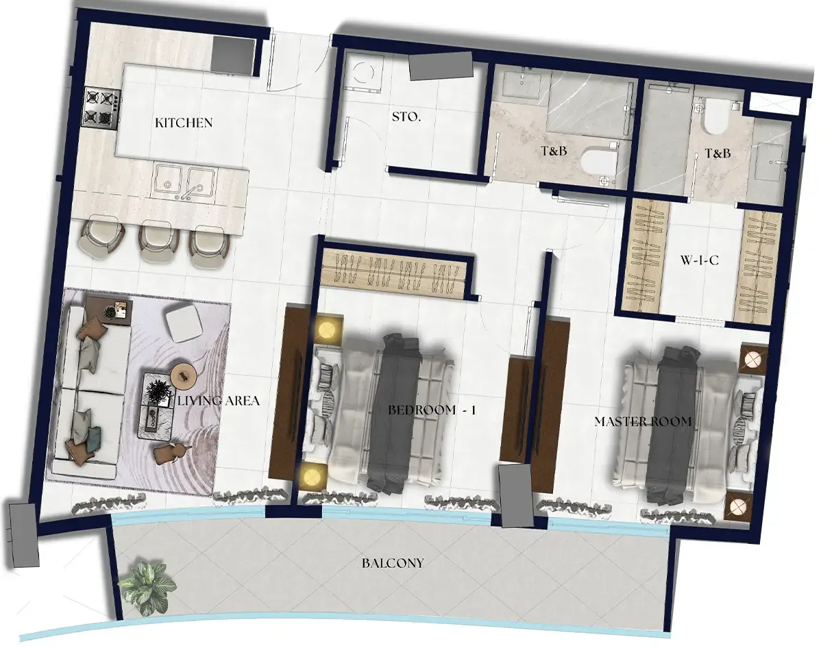 2 bedroom Apartments floor plan at Xenia Residence