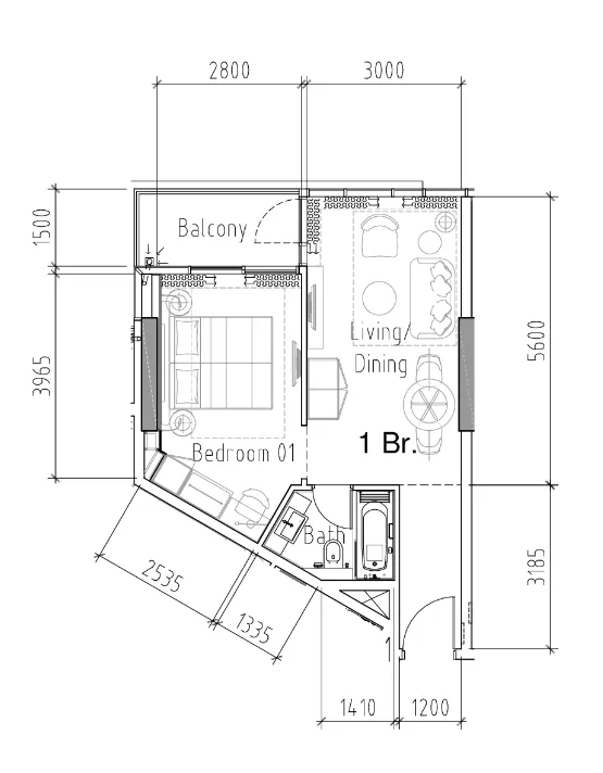 1 bedroom Apartments floor plan at Damac Hills 2 - Hotel Edge by Rotana