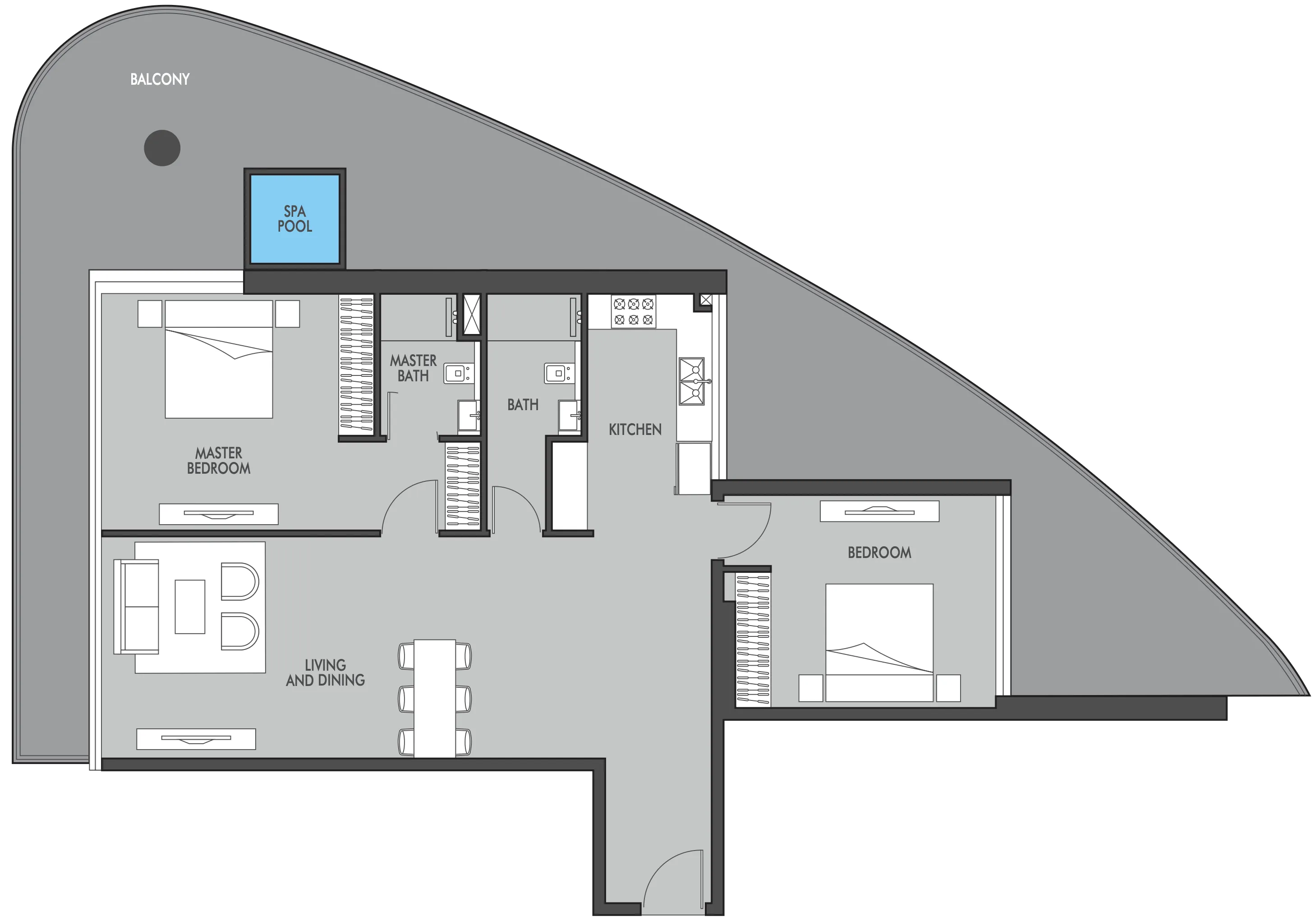 2 bedroom Apartments floor plan at Golf Place