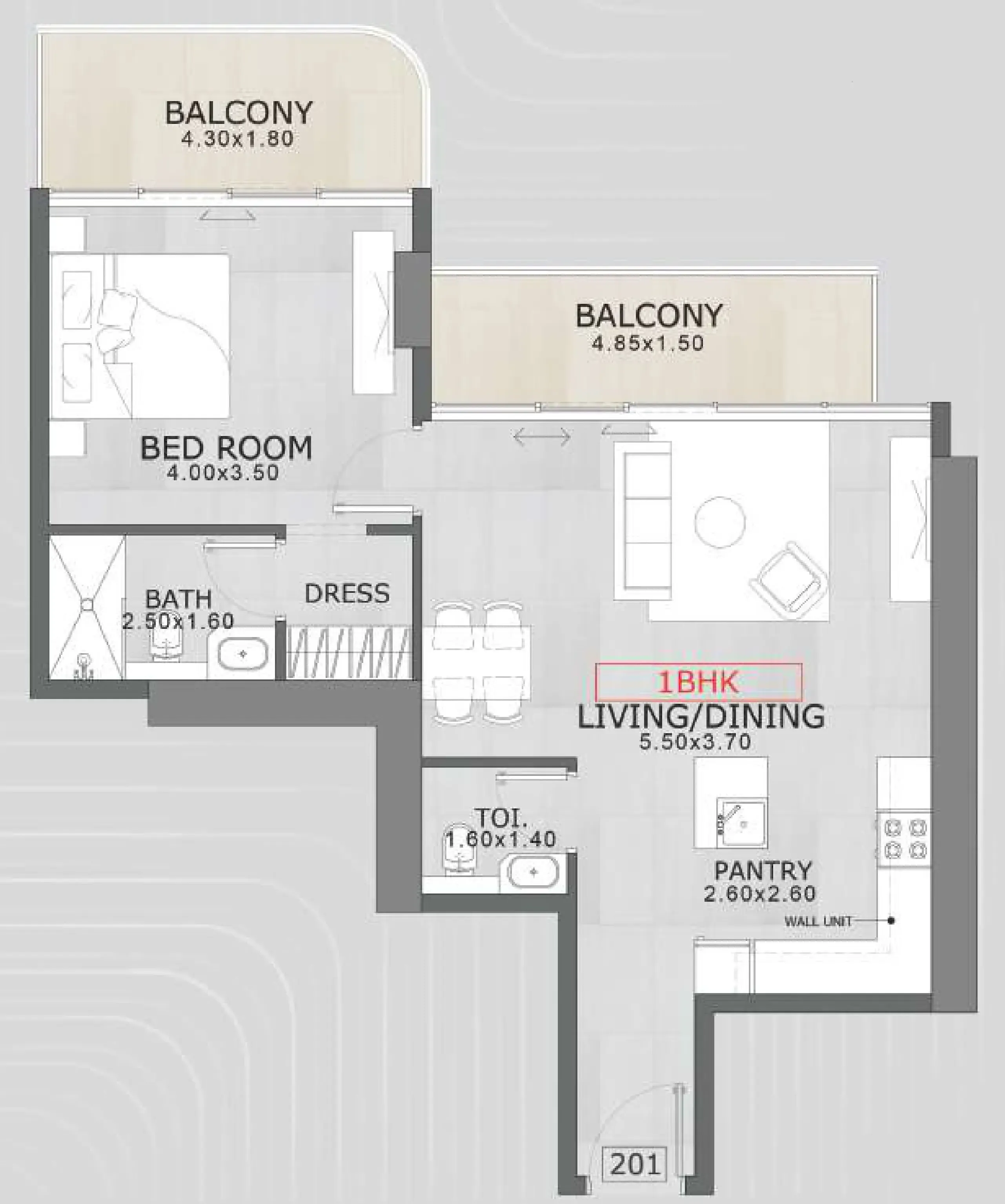 1 bedroom Apartments floor plan at Floarea Skies