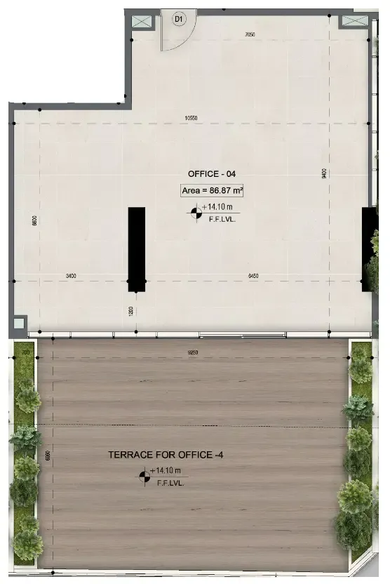  bedroom Office floor plan at Sky Line by Peace Homes