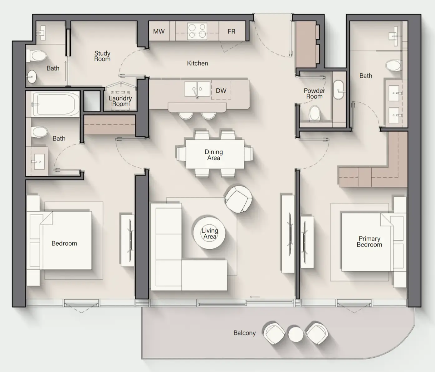 2 bedroom Apartments floor plan at Costa Mare