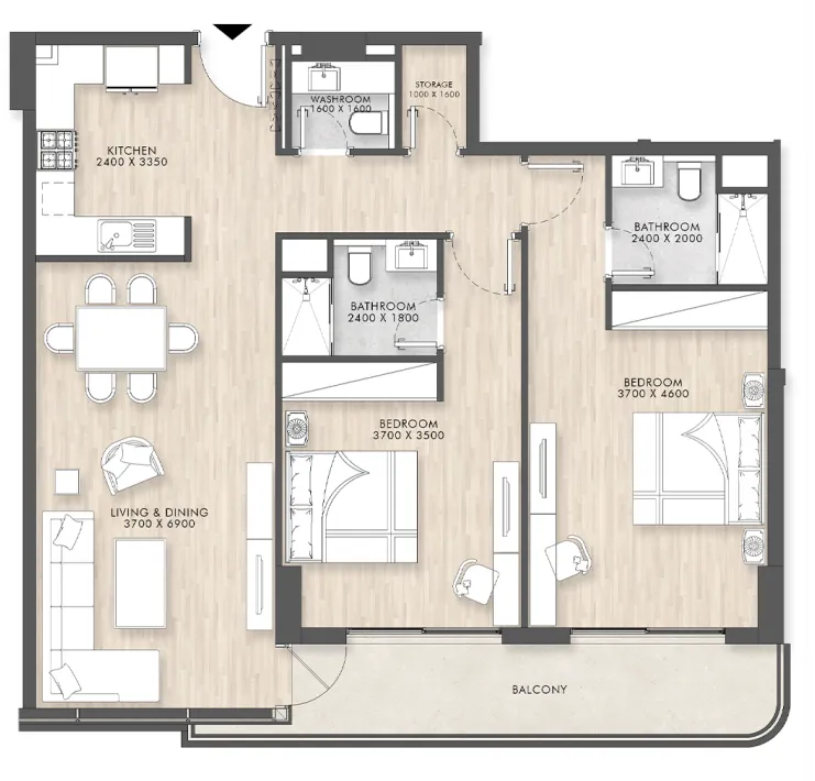 2 bedroom Apartments floor plan at Capital Horizon Terraces