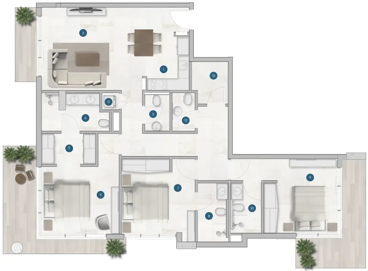 3 bedroom Apartments floor plan at Sola Residences