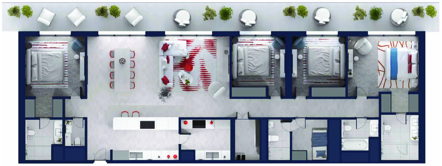 4 bedroom Apartments floor plan at Rosso Bay Residences