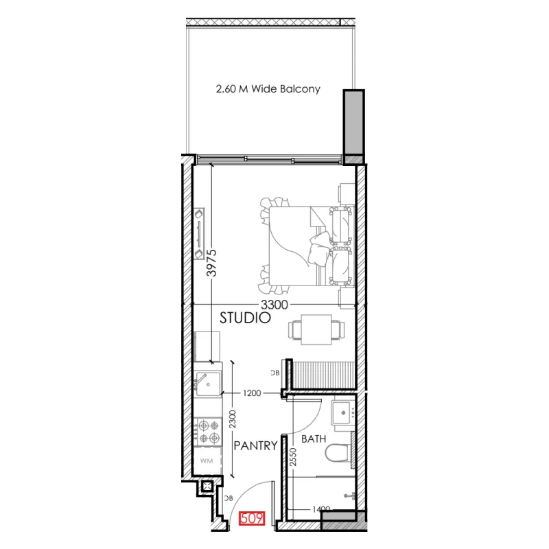0 bedroom Apartments floor plan at Al Haseen Residences 5