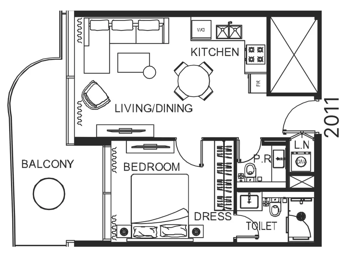 1 bedroom Apartments floor plan at The WOW Tower
