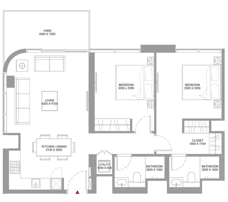 2 bedroom Apartments floor plan at Coastline Beach Residences