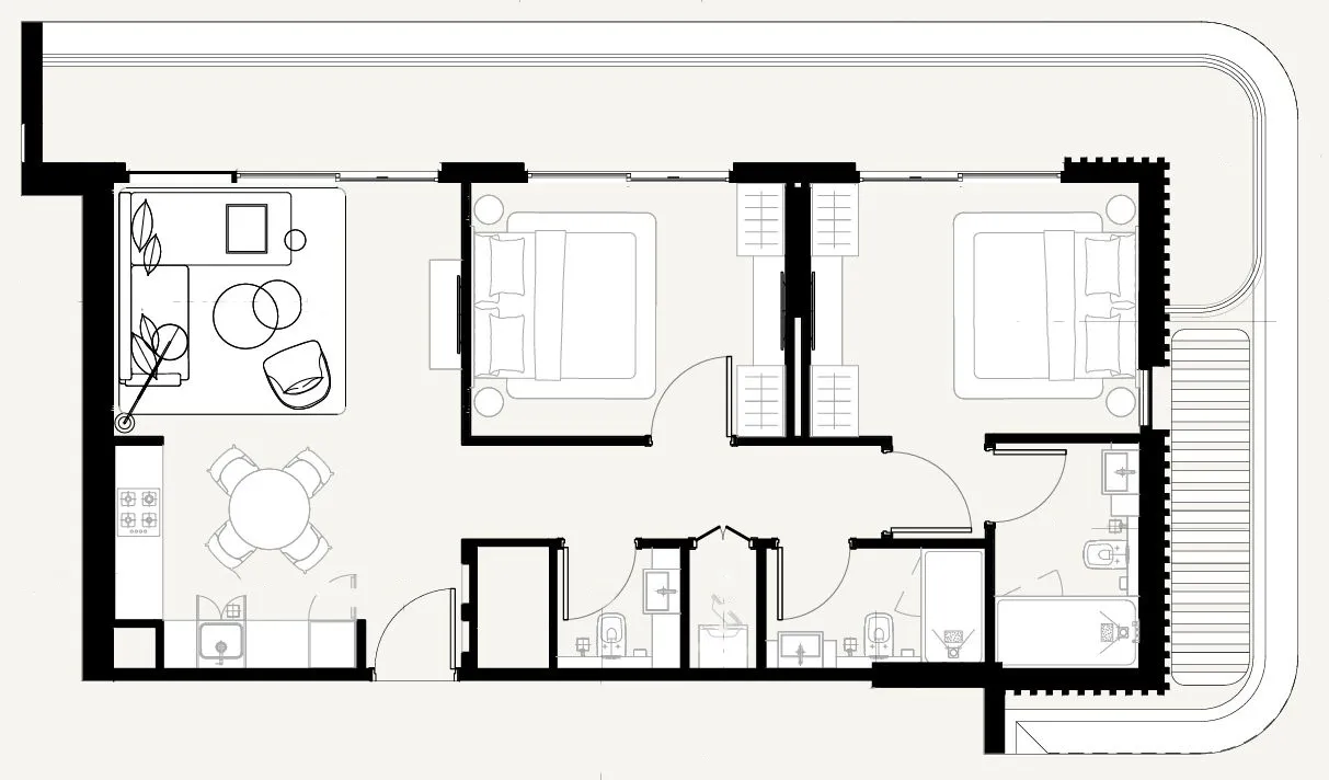 2 bedroom Apartments floor plan at Azizi Sakandar