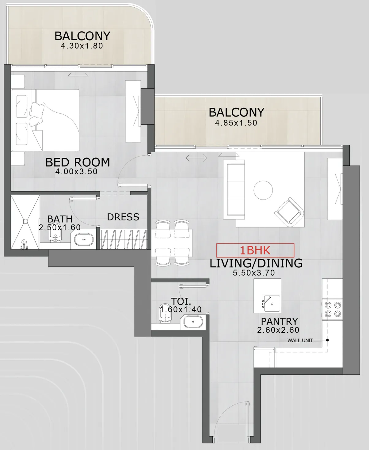 1 bedroom Apartments floor plan at Floarea Skies