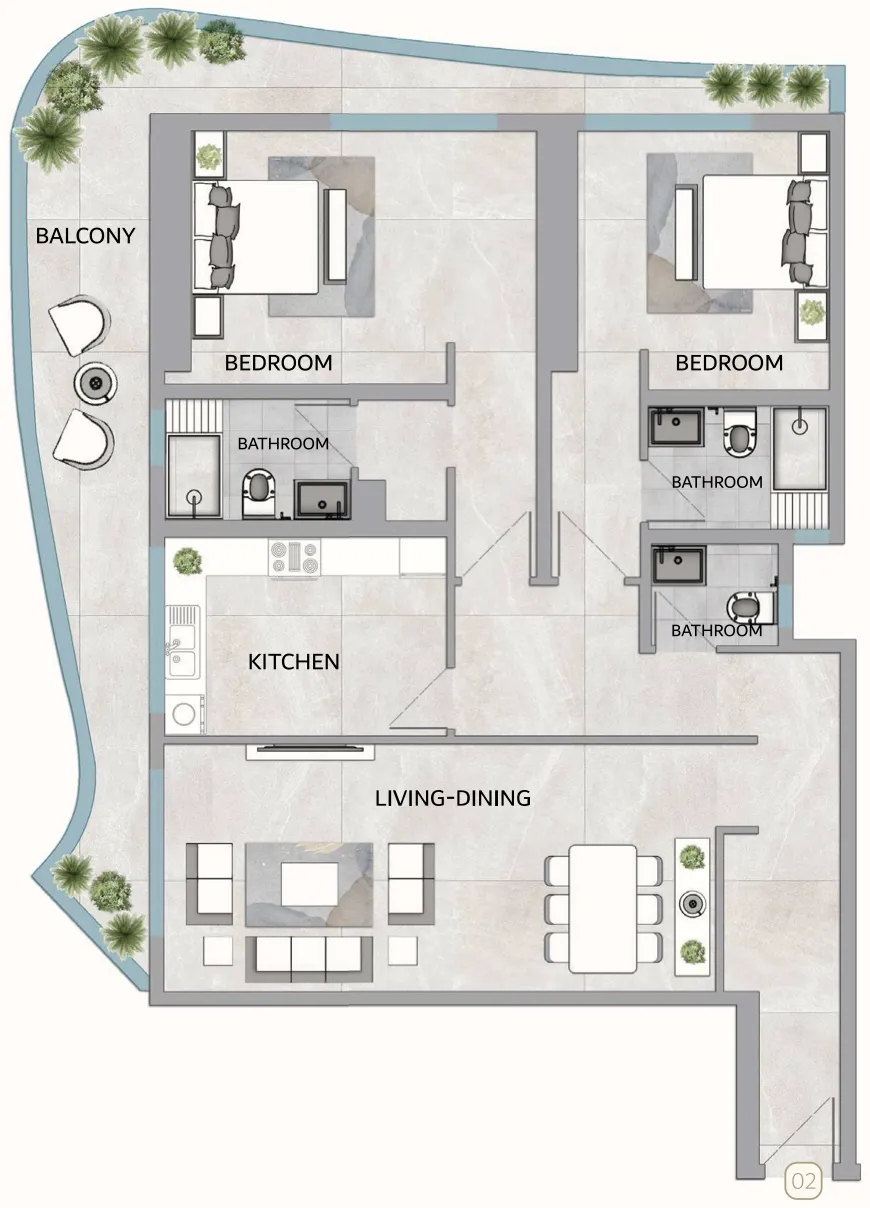 2 bedroom Apartments floor plan at One 678 Residences